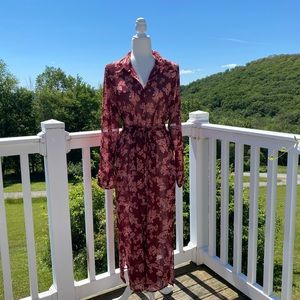 Atelier Blue Floral Long Sleeve Sheer Robe